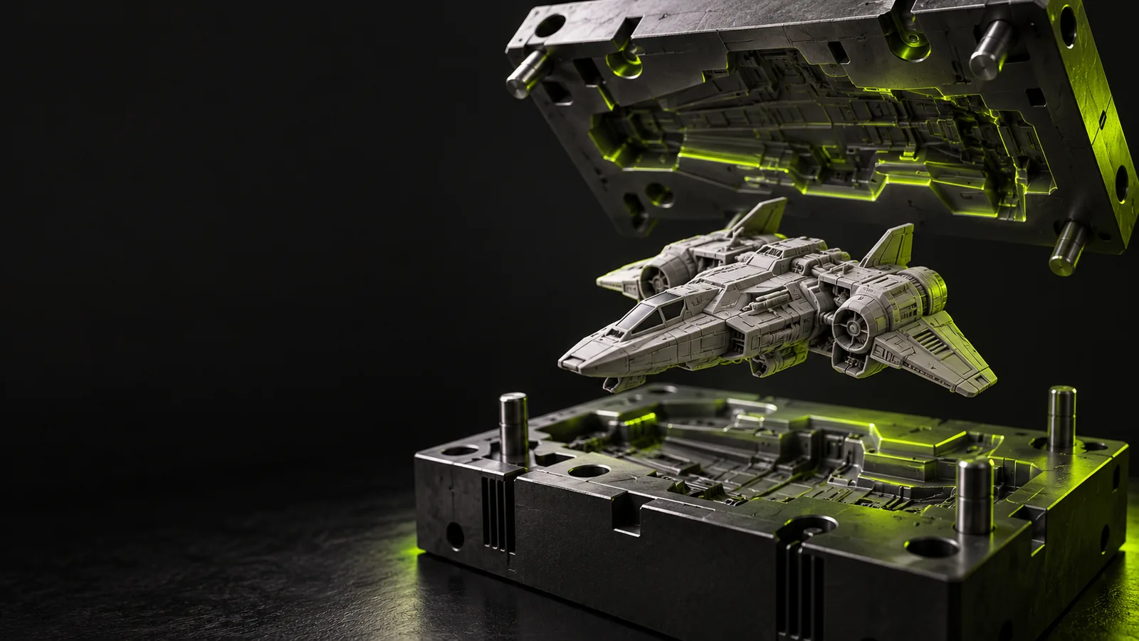 Glbtomold landing illustration of a 3D modeling workflow